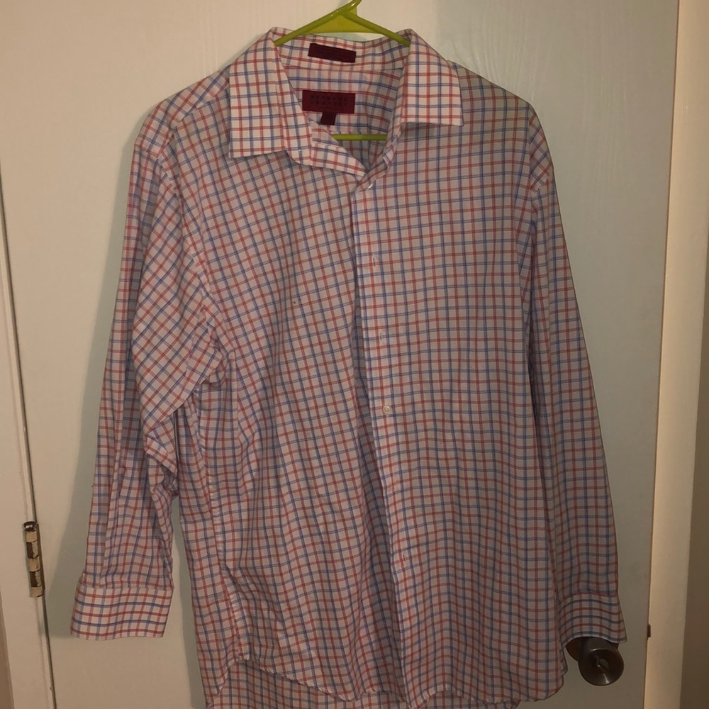 Red white and blue striped men’s button down